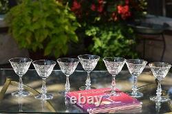 7 Vintage Etched Crystal Wine Liquor Glasses, Tiffin Franciscan, 1950's, 3 oz