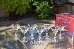 7 Vintage Etched Crystal Wine Liquor Glasses, Tiffin Franciscan, 1950's, 3 oz