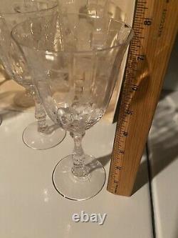 7 Vintage Fostoria'Navarre' Etched Crystal 7 3/4'' Tall Wine Glasses. Stunning