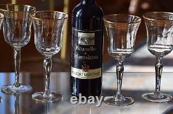 7 Vintage Gold Rimmed Striped Wine Glasses, 1950's, Gold Water Goblets