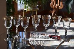 7 Vintage Gold Rimmed Striped Wine Glasses, 1950's, Gold Water Goblets