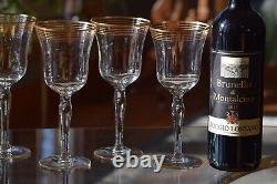 7 Vintage Gold Rimmed Striped Wine Glasses, 1950's, Gold Water Goblets