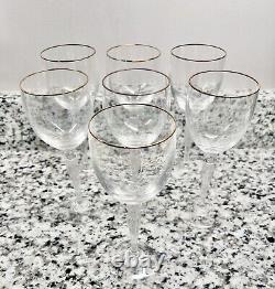 7 Vintage Waterford Crystal Water Goblets Wine Glasses Carleton Gold Pattern 8