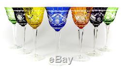 7pc Assort Nachtmann Traube Bavaria Art Glass Wine Glasses, c1960 Hand Etched