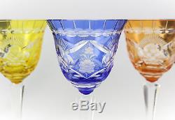 7pc Assort Nachtmann Traube Bavaria Art Glass Wine Glasses, c1960 Hand Etched