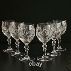 8.5 oz Set of 6 Handmade Vintage Crystal Wine Glasses on a Stem