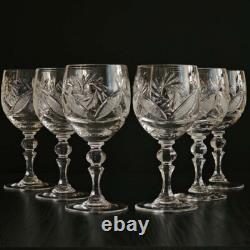 8.5 oz Set of 6 Handmade Vintage Crystal Wine Glasses on a Stem