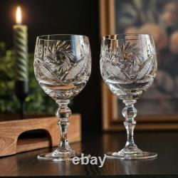 8.5 oz Set of 6 Handmade Vintage Crystal Wine Glasses on a Stem