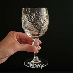 8.5 oz Set of 6 Handmade Vintage Crystal Wine Glasses on a Stem