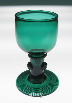 8 Antique English Hollow Stem Wine Glass Georgian Goblet Threaded Prunts Roemer