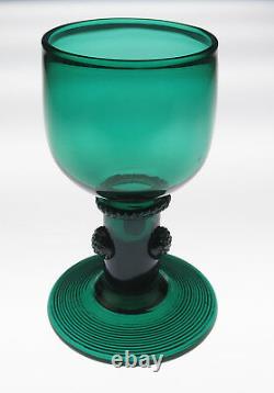 8 Antique English Hollow Stem Wine Glass Georgian Goblet Threaded Prunts Roemer