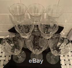 8 Antique Vintage Cambridge Depression Glass ROSE POINT 3121 Water Wine Goblets