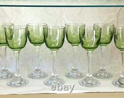 8 Baccarat Crystal Chartreuse Green Vintage Wine Glasses Free Shipping