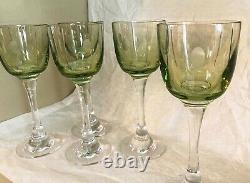 8 Baccarat Crystal Chartreuse Green Vintage Wine Glasses Free Shipping