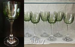 8 Baccarat Crystal Chartreuse Green Vintage Wine Glasses Free Shipping