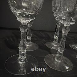 8 Beautiful Vintage Cambridge Glass Rose Point Stemmed Wine Glasses