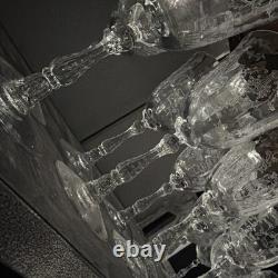 8 Beautiful Vintage Cambridge Glass Rose Point Stemmed Wine Glasses