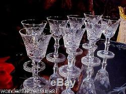 8 GORGEOUS Vintage Crystal CUT GLASS Wine Cordial Glasses FABULOUS Stems