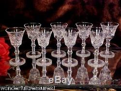 8 GORGEOUS Vintage Crystal CUT GLASS Wine Cordial Glasses FABULOUS Stems