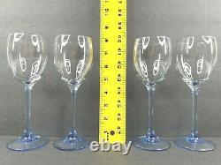 8 Luminarc France Blue Stem Wine Glass Set 7.75 Vintage Elegant Arcoroc Glasses