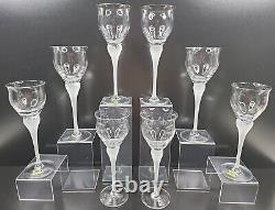 (8) Mikasa Sea Mist Clear Frost Stem Wine Glasses 8 3/8 Set Vintage Elegant Lot