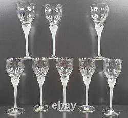 (8) Mikasa Sea Mist Clear Frost Stem Wine Glasses 8 3/8 Set Vintage Elegant Lot