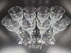 (8) Mikasa Sea Mist Clear Frost Stem Wine Glasses 8 3/8 Set Vintage Elegant Lot