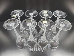 (8) Mikasa Sea Mist Clear Frost Stem Wine Glasses 8 3/8 Set Vintage Elegant Lot