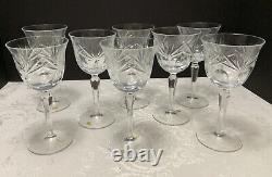 8 Nachtmann ANDERNACH Pattern WINE GLASSES 6.75 German Cut Crystal c1966 Claret