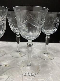 8 Nachtmann ANDERNACH Pattern WINE GLASSES 6.75 German Cut Crystal c1966 Claret