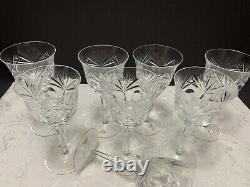 8 Nachtmann ANDERNACH Pattern WINE GLASSES 6.75 German Cut Crystal c1966 Claret