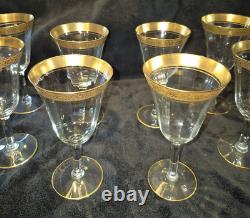 8 PCs 1930 Tiffin Franciscan Rambler Rose Wine Water Glass 24K Gold Encrusted