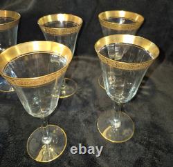 8 PCs 1930 Tiffin Franciscan Rambler Rose Wine Water Glass 24K Gold Encrusted