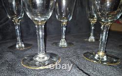 8 PCs 1930 Tiffin Franciscan Rambler Rose Wine Water Glass 24K Gold Encrusted