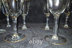 8 PCs 1930 Tiffin Franciscan Rambler Rose Wine Water Glass 24K Gold Encrusted