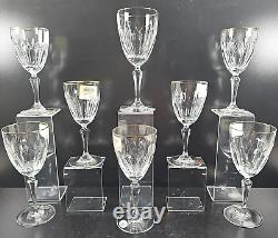 8 Pc Gorham Crystal Royal Devon Gold Trim Water Goblets Wine Glasses Vintage Lot