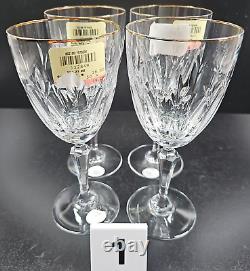8 Pc Gorham Crystal Royal Devon Gold Trim Water Goblets Wine Glasses Vintage Lot