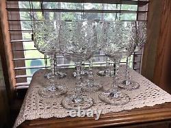 8 RARE Stunning Vintage Rock Sharpe Crystal Baden 10 Oz Water Wine Glasses