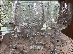 8 RARE Stunning Vintage Rock Sharpe Crystal Baden 10 Oz Water Wine Glasses