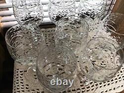 8 RARE Stunning Vintage Rock Sharpe Crystal Baden 10 Oz Water Wine Glasses