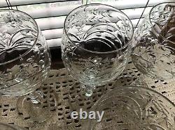 8 RARE Stunning Vintage Rock Sharpe Crystal Baden 10 Oz Water Wine Glasses
