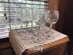 8 RARE Stunning Vintage Rock Sharpe Crystal Baden 10 Oz Water Wine Glasses