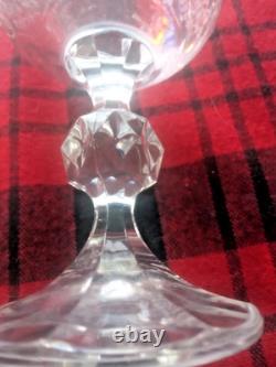 8 Set Bohemia Crystal Etched Wine Glasses Cascade Faceted Knob Stem Imp. Assoc