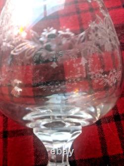 8 Set Bohemia Crystal Etched Wine Glasses Cascade Faceted Knob Stem Imp. Assoc