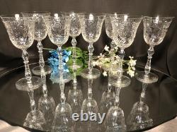 8 Spectacular Vintage Rock Sharpe Fancy Cut Wine Glasses Water Goblets 1008-3