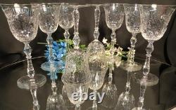 8 Spectacular Vintage Rock Sharpe Fancy Cut Wine Glasses Water Goblets 1008-3