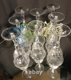 8 Spectacular Vintage Rock Sharpe Fancy Cut Wine Glasses Water Goblets 1008-3