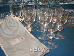 8 VINTAGE SIGNED STEUBEN SHERRY / PORT WINE GLASSES With INDIVIDUAL STORAGE BAGS