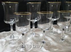 (8) VTG Admiration Wine & Water Glasses by Noritake Fine Crystal With Gold Rim