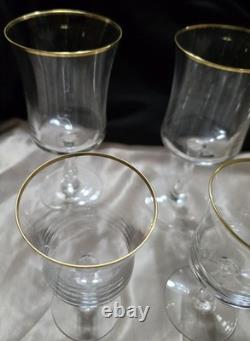 (8) VTG Admiration Wine & Water Glasses by Noritake Fine Crystal With Gold Rim